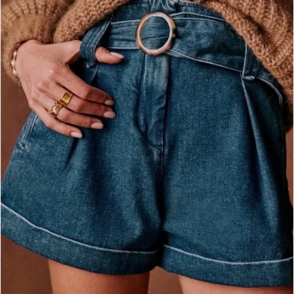 Sezane Rome Denim Shorts